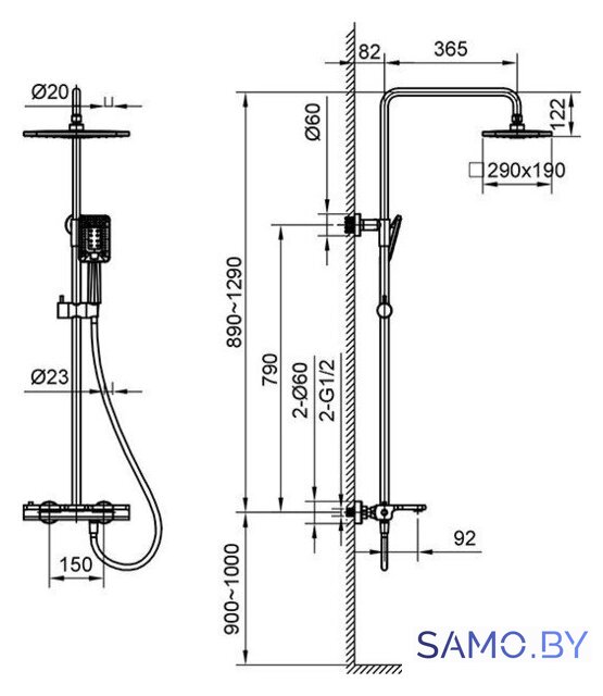 Душевая система  Altrobagno Lamberto 030417 NeOp - Изображение №11 — Интернет-магазин samo.by