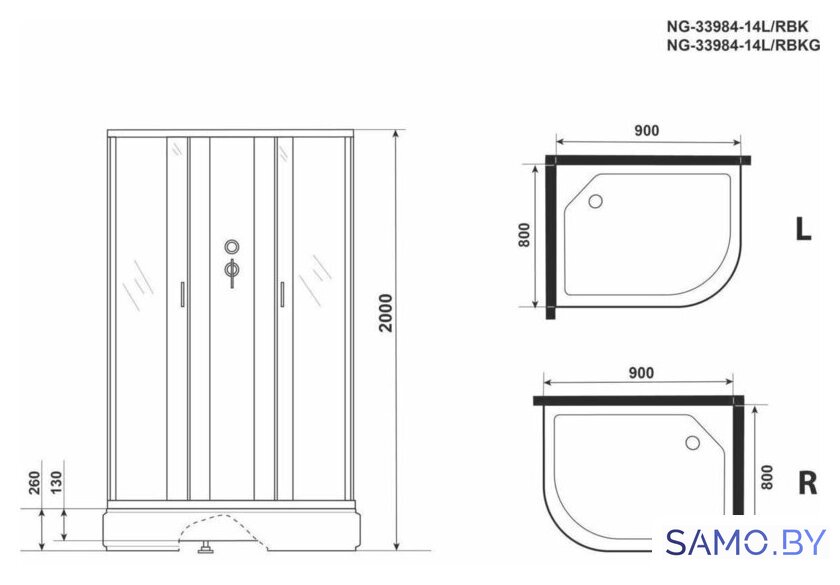 Душевая кабина Niagara NG-33984-14LBK 90x80 - Изображение №4 — Интернет-магазин samo.by