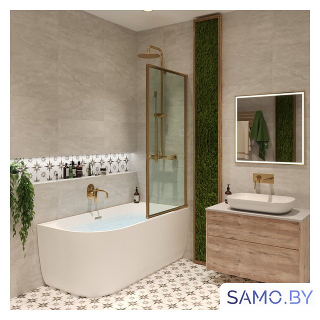 Ванна Wellsee Belle Spa 150x75 235702004 (пристенная ванна (правая) белый глянец, экран, каркас, сифон-автомат золото) - Изображение №8 — Интернет-магазин samo.by