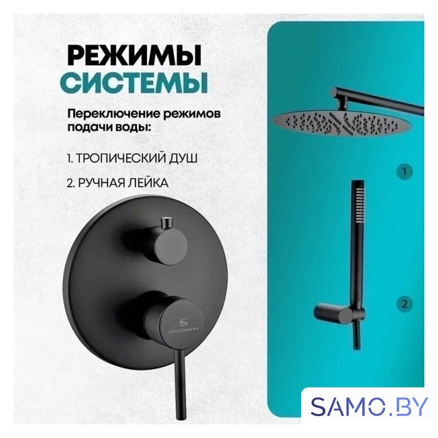 Душевая система  Grocenberg GB5099BL-3 (черный матовый) - Изображение №9 — Интернет-магазин samo.by