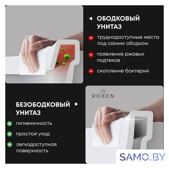 Унитаз подвесной Roxen Antares 530185-01 Rimless Soft Close - Изображение №14 — Интернет-магазин samo.by
