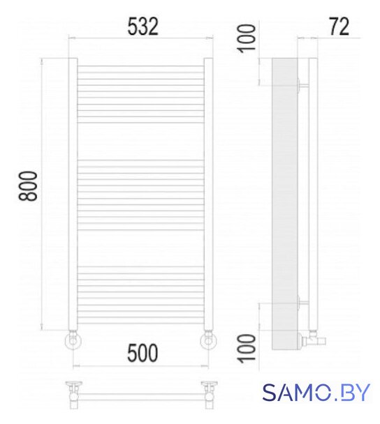 Полотенцесушитель TERMINUS Аврора П16 500x800 (RAL 9003) - Изображение №2 — Интернет-магазин samo.by