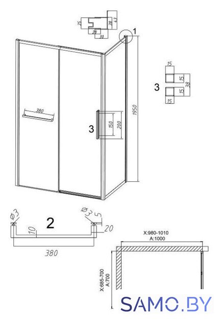 Душевой уголок Grossman Style 100x70x195 120.K33.05.1070.21.10 (черный матовый/тонированное стекло) - Изображение №11 — Интернет-магазин samo.by