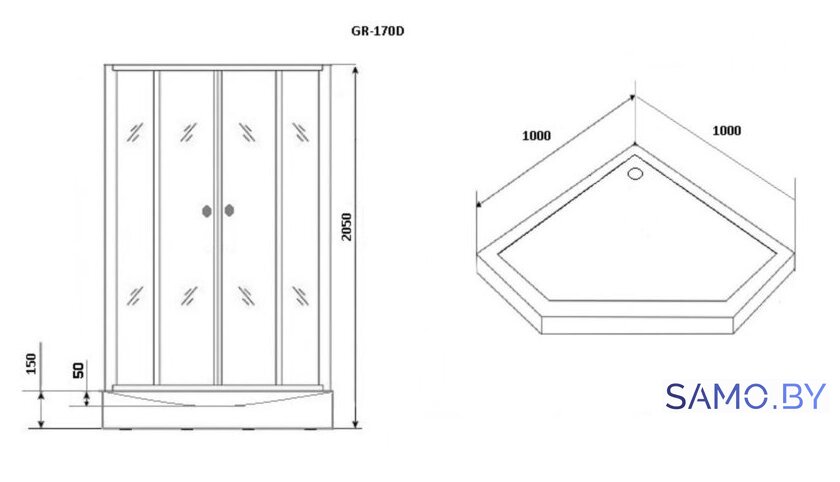 Душевая кабина Grossman GR170D 100x100 - Изображение №2 — Интернет-магазин samo.by