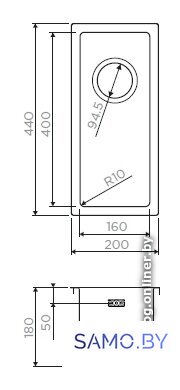 Кухонная мойка Omoikiri Taki 20-U/IF-GM 4973105 (вороненая сталь) - Изображение №2 — Интернет-магазин samo.by
