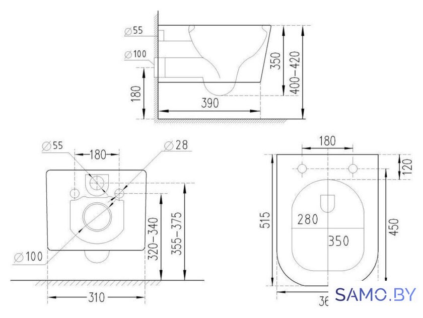 Унитаз подвесной Roxen Cube Bidet One Rimless 6 в 1 StounFix Dual Fresh 583046 (кнопка: черный матовый) - Изображение №18 — Интернет-магазин samo.by