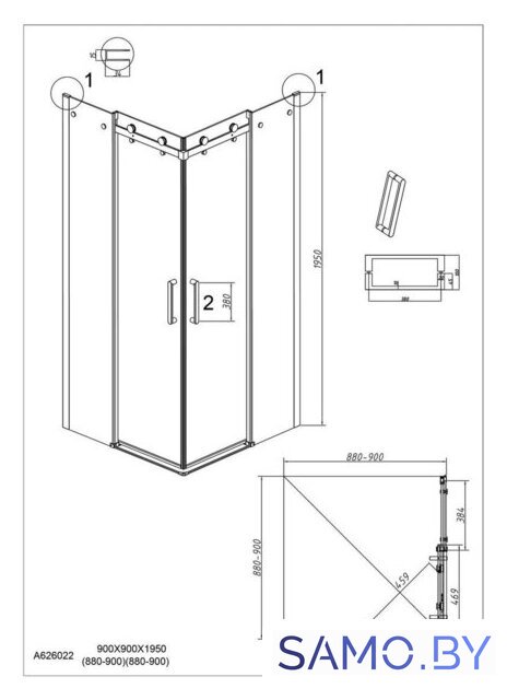 Душевой уголок Grossman Classic 90x90x195 300.K33.04.9090.21.10 (черный матовый/тонированное стекло) - Изображение №21 — Интернет-магазин samo.by