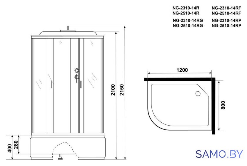 Душевая кабина Niagara NG-2510-14RG 120x80x215 - Изображение №3 — Интернет-магазин samo.by