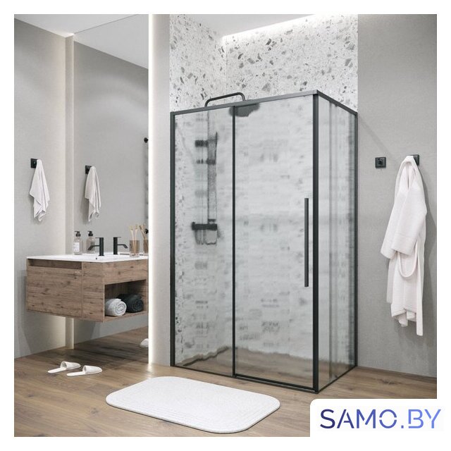 Душевой уголок Grossman Galaxy 100x90x195 120.K33.01.1090.21.02 (черный матовый/стекло шиншилла) - Изображение №6 — Интернет-магазин samo.by