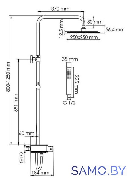 Душевая система  Wasserkraft A114.255.218.CB Thermo - Изображение №3 — Интернет-магазин samo.by