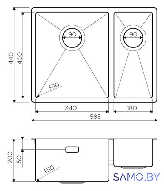 Кухонная мойка Omoikiri Taki 58-2-U/IF IN-R - Изображение №2 — Интернет-магазин samo.by