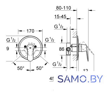 Смеситель Grohe Eurosmart Cosmopolitan 32880000 - Изображение №2 — Интернет-магазин samo.by