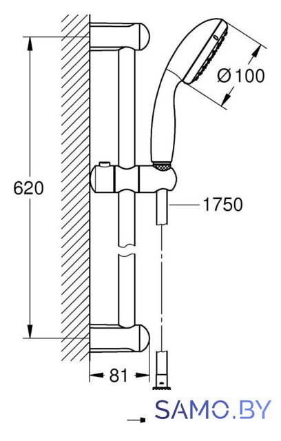 Душевой гарнитур  Grohe Tempesta 100 27924001 - Изображение №2 — Интернет-магазин samo.by