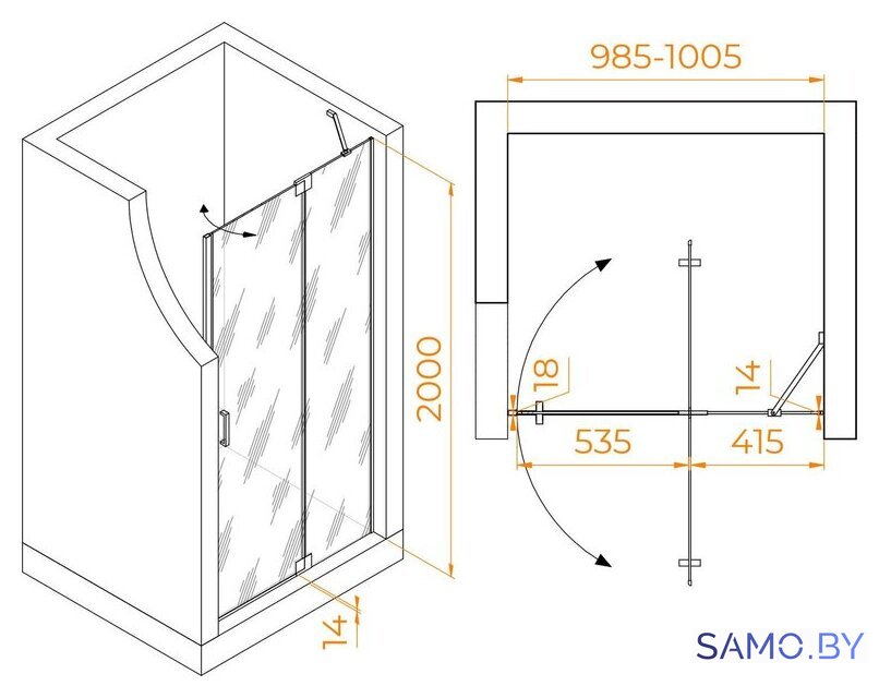 Душевая дверь RGW HO-014 350601410-11 - Изображение №4 — Интернет-магазин samo.by