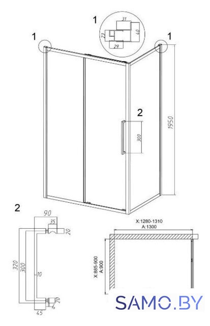 Душевой уголок Grossman Cosmo 130x90x195 120.K33.02.1390.10.02 (хром/шиншилла стекло) - Изображение №10 — Интернет-магазин samo.by