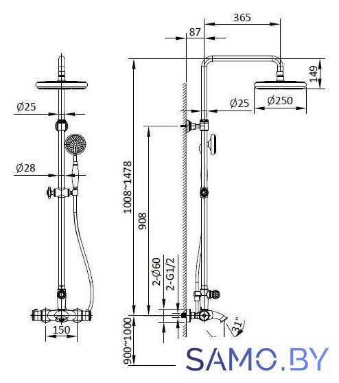 Душевая система  Altrobagno Beatrice 030408 Or - Изображение №13 — Интернет-магазин samo.by