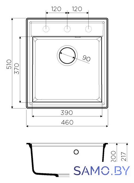 Кухонная мойка Omoikiri Daisen 46 BL - Изображение №2 — Интернет-магазин samo.by
