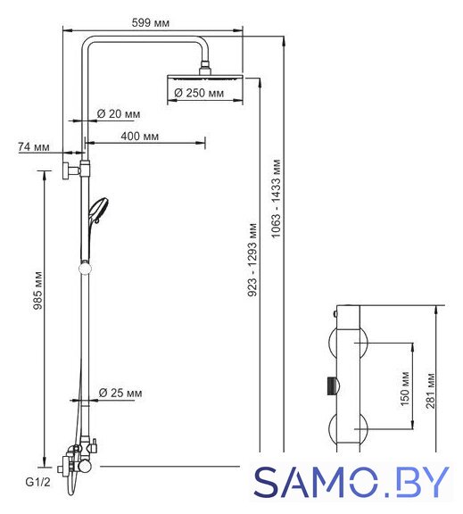 Душевая система  Wasserkraft A13302 Thermo - Изображение №4 — Интернет-магазин samo.by