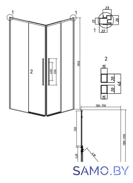 Душевой уголок Grossman Galaxy 120x80x195 300.K33.01.1280.21.00 (черный матовый/прозрачное стекло) - Изображение №11 — Интернет-магазин samo.by