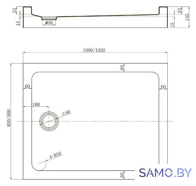 Душевой поддон Veconi TZ-54 TZ54-10080-С5 - Изображение №2 — Интернет-магазин samo.by