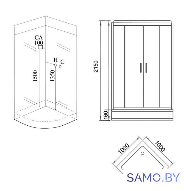 Душевая кабина Grossman GR141 100x100 - Изображение №2 — Интернет-магазин samo.by