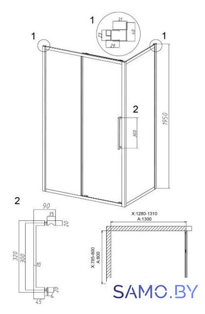 Душевой уголок Grossman Cosmo 130x80x195 120.K33.02.1380.42.00 (графит сатин/прозрачное стекло) - Изображение №10 — Интернет-магазин samo.by