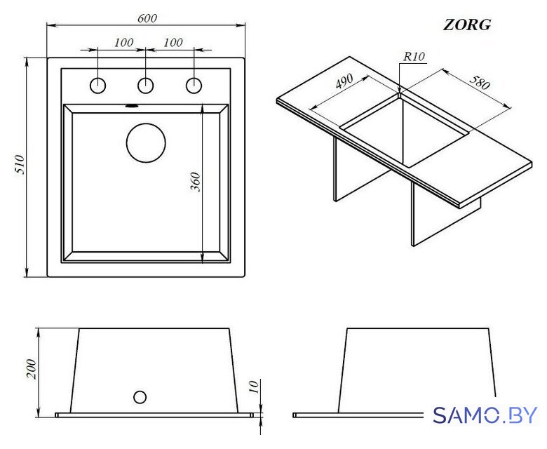 Кухонная мойка ZorG Rock 60 Premium alumetallic - Изображение №5 — Интернет-магазин samo.by