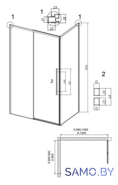Душевой уголок Grossman Galaxy 100x90x195 120.K33.01.1090.42.10 (графит сатин/стекло тонированное) - Изображение №10 — Интернет-магазин samo.by