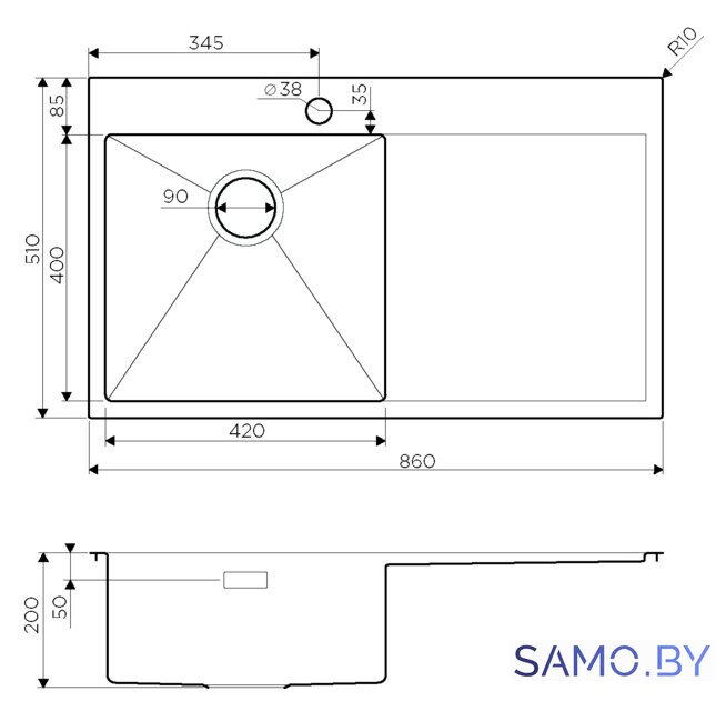 Кухонная мойка Omoikiri Akisame 86 IN-R - Изображение №2 — Интернет-магазин samo.by