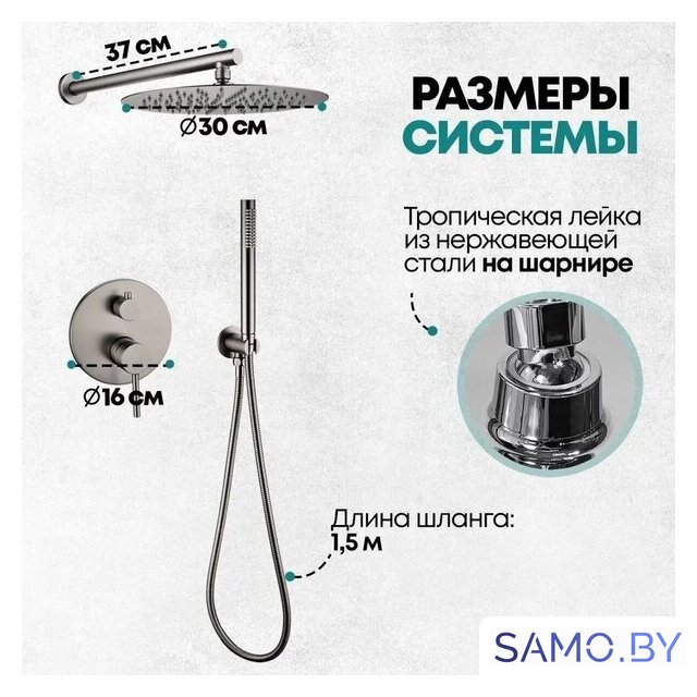 Душевая система  Grocenberg GB5099BG-3 (графит) - Изображение №7 — Интернет-магазин samo.by