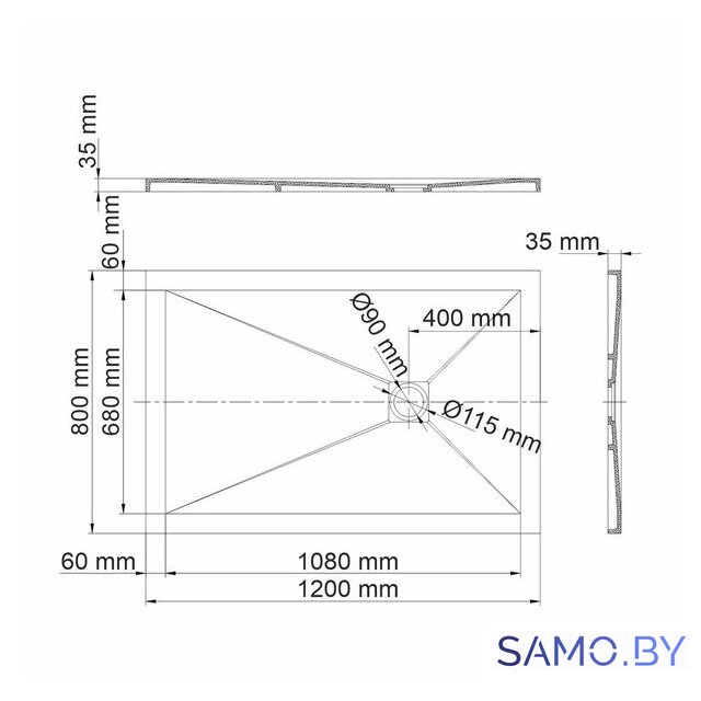 Душевой поддон Wasserkraft Aller 10T06 - Изображение №2 — Интернет-магазин samo.by