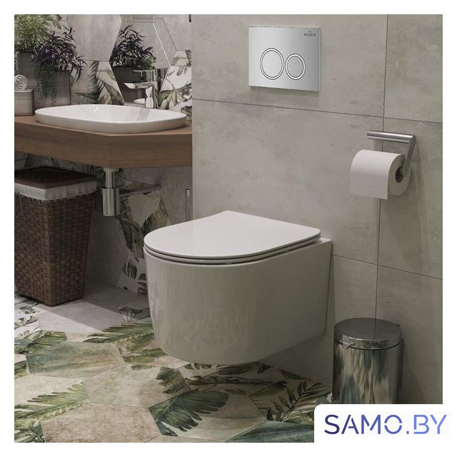 Унитаз подвесной Roxen Simple Compact в комплекте с инсталляцией StounFix Dual Fresh 6 в 1 966133 (кнопка: серый бетон) - Изображение №12 — Интернет-магазин samo.by