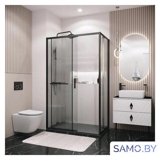 Душевой уголок Grossman Style 100x80x195 120.K33.05.1080.21.02 (черный матовый/стекло шиншилла) - Изображение №8 — Интернет-магазин samo.by
