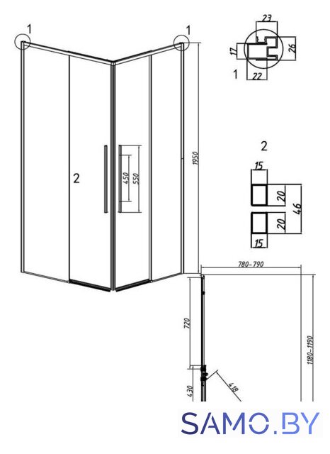 Душевой уголок Grossman Galaxy 120x80x195 300.K33.01.1280.21.10 (черный матовый/тонированное стекло) - Изображение №10 — Интернет-магазин samo.by