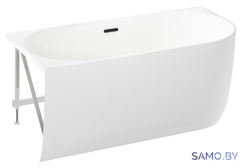 Ванна Wellsee Belle Spa 150x75 235701003 (пристенная ванна (левая) белый глянец, экран, каркас, сифон-автомат матовый черный) - Изображение №2 — Интернет-магазин samo.by