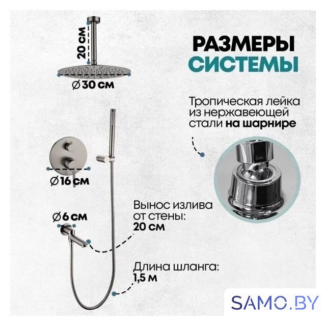 Душевая система  Grocenberg GB5099BG-2 (графит) - Изображение №9 — Интернет-магазин samo.by