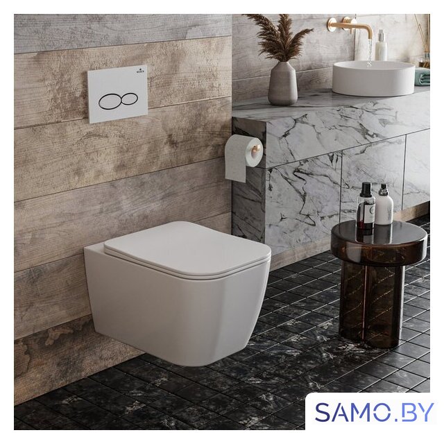 Унитаз подвесной Roxen Cube в комплекте с инсталляцией StounFix Dual Fresh 6 в 1 966075 (кнопка: серый бетон) - Изображение №7 — Интернет-магазин samo.by