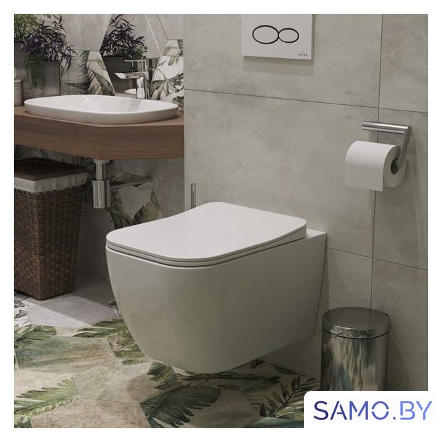 Унитаз подвесной Roxen Cube в комплекте с инсталляцией StounFix Dual Fresh 6 в 1 966075 (кнопка: серый бетон) - Изображение №8 — Интернет-магазин samo.by
