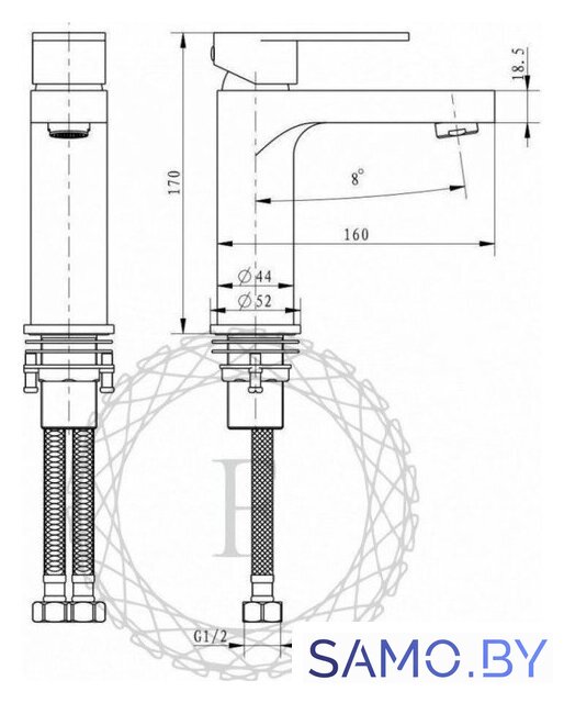 Смеситель Filarete Retta FL5030 (графит) - Изображение №16 — Интернет-магазин samo.by