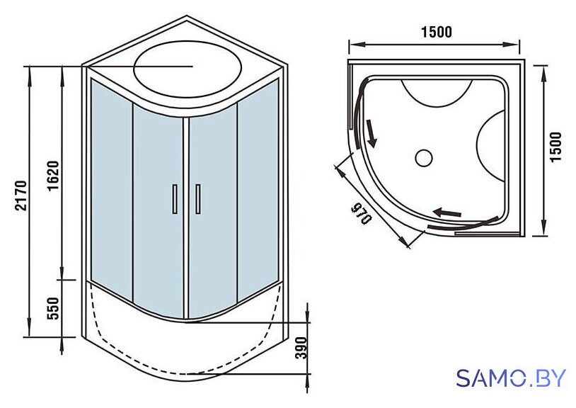 Душевая кабина WeltWasser WW500 Emmer 15055 - Изображение №15 — Интернет-магазин samo.by