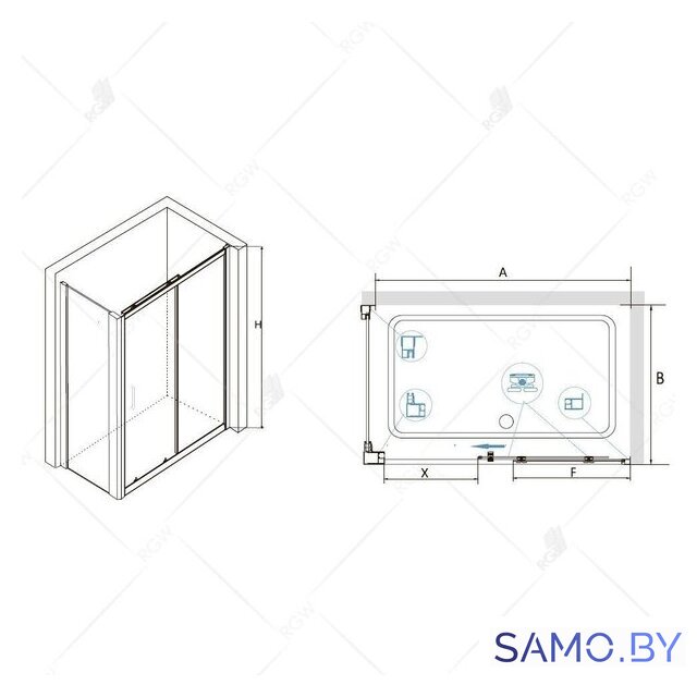 Душевой уголок RGW CL-48 32094890-011 100x90 (хром/прозрачное стекло) - Изображение №3 — Интернет-магазин samo.by