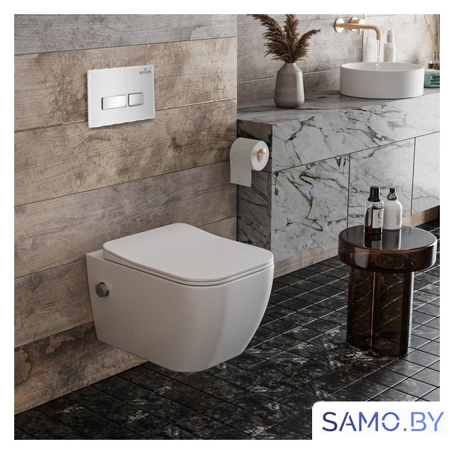 Унитаз подвесной Roxen Cube Bidet One Rimless 6 в 1 StounFix Dual Fresh 640526 (белое стекло) - Изображение №11 — Интернет-магазин samo.by