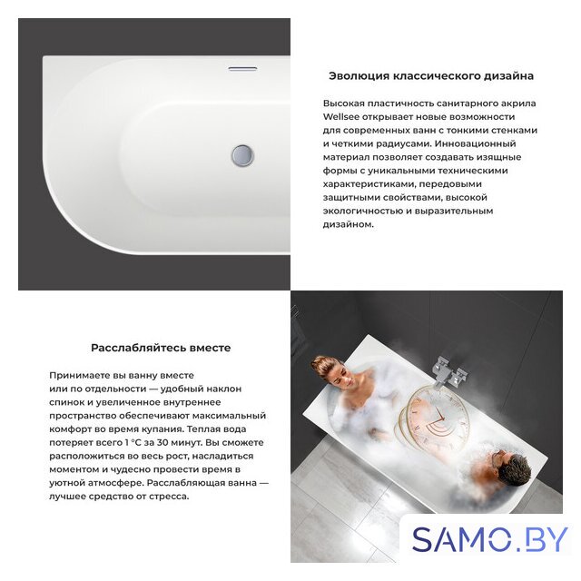 Ванна Wellsee Belle Spa 150x75 235701002 (пристенная ванна (левая) белый глянец, экран, каркас, сифон-автомат глянцевый белый) - Изображение №5 — Интернет-магазин samo.by