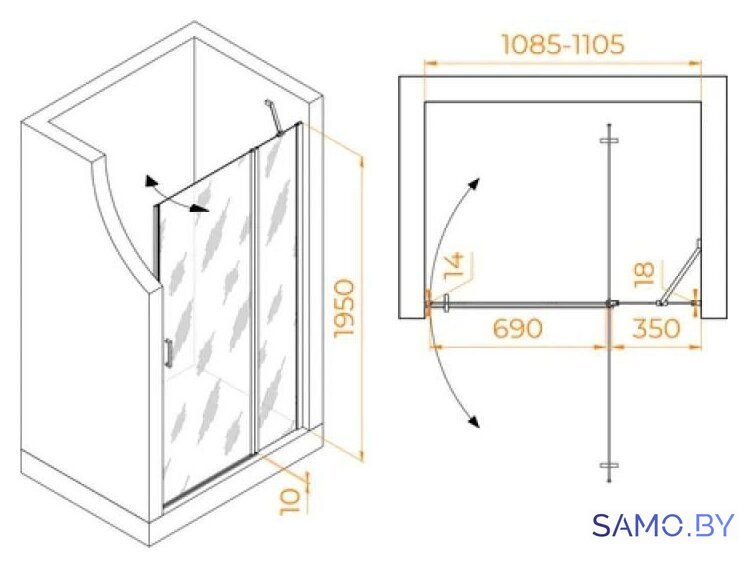 Душевая дверь RGW LE-004B 351200411-24 - Изображение №2 — Интернет-магазин samo.by