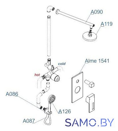 Душевая система  Wasserkraft A16590 - Изображение №7 — Интернет-магазин samo.by