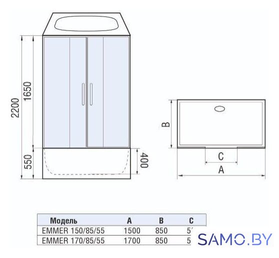 Душевая кабина WeltWasser WW500 Emmer 170/85/55-2 - Изображение №14 — Интернет-магазин samo.by