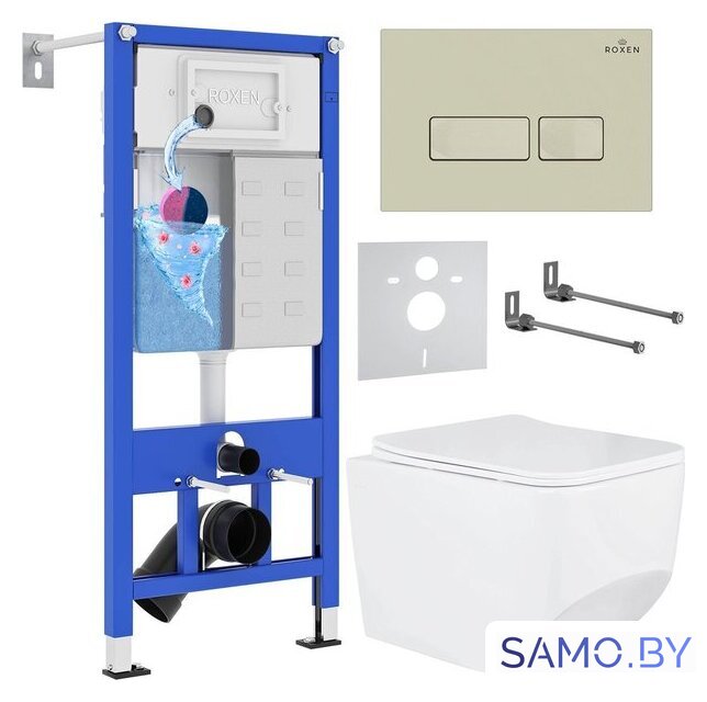 Унитаз подвесной Roxen Boro в комплекте с инсталляцией StounFix Dual Fresh 6 в 1 966666 (кнопка: бежевый) - Изображение №1 — Интернет-магазин samo.by
