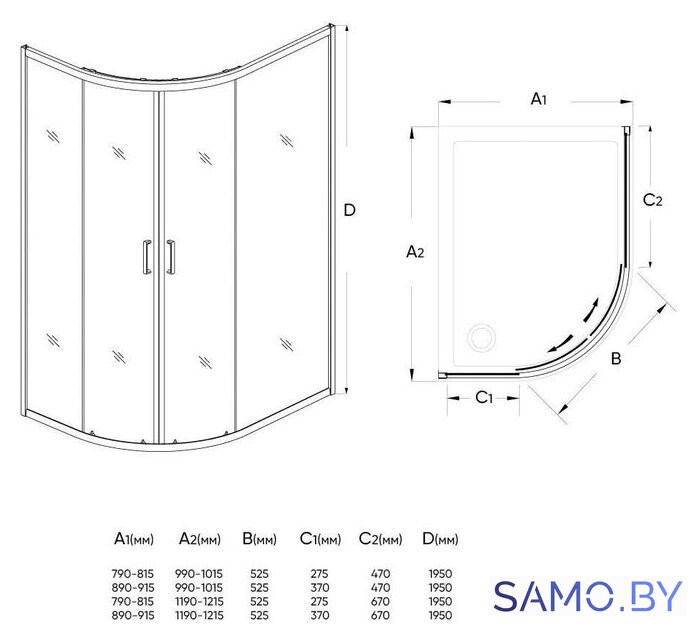 Душевой уголок Veconi RV-03 RV03-12080A-01-19C1 - Изображение №2 — Интернет-магазин samo.by