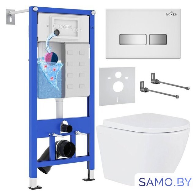 Унитаз подвесной Roxen Antares One Rimless 6 в 1 StounFix Dual Fresh 634261 (белое стекло) - Изображение №1 — Интернет-магазин samo.by