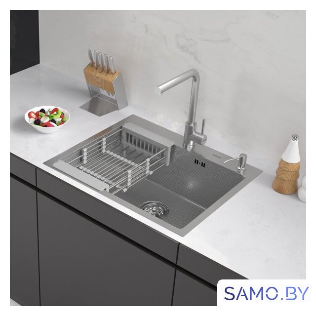 Кухонная мойка ARFEKA ECO AR мойка 600*500, коландер, дозатор SATIN DECOR - Изображение №1 — Интернет-магазин samo.by